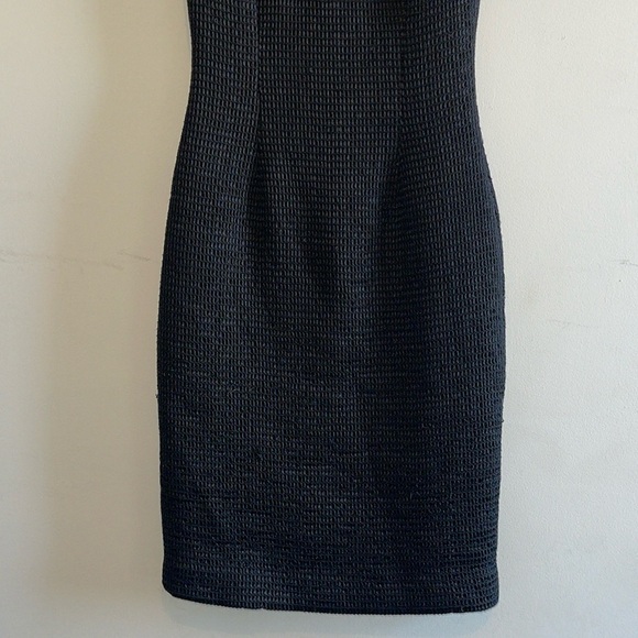 Vintage Badgely Mischka Textured Waffle Knit Little Black Cocktail Dress - Picture 9 of 16